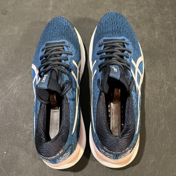 ASICS Gel Nimbus 24 Shoes Womens 10 Blue White FF Blast Running Sneakers Wide - Picture 8 of 10